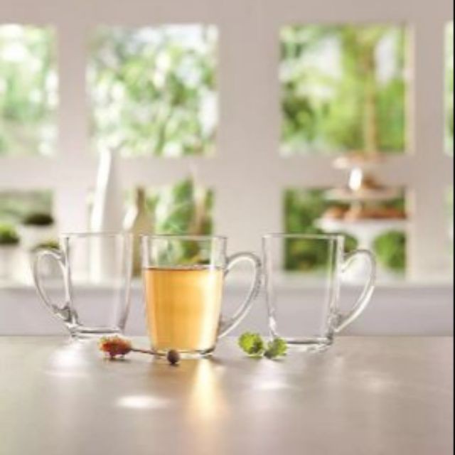 READY Stock Luminarc Glass Coffee Tea Mug Set 6pcs Tempered New Morning