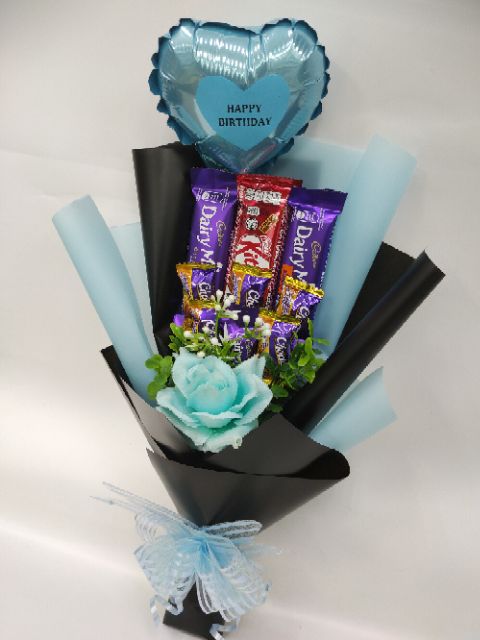 Classic Aqua Balloon Chocolate Bouquet with Led – One Image Balloon Sdn Bhd