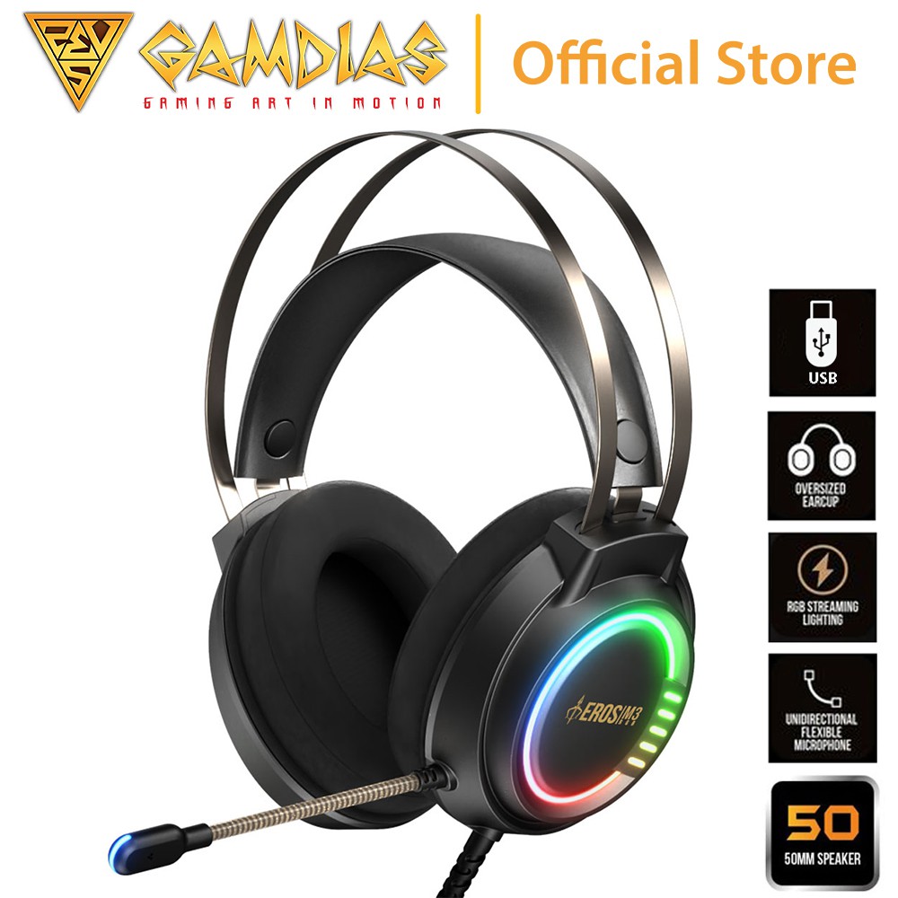 Gamdias Eros M Stereo Rgb Usb Gaming Headset Exquisite Earcup Facade