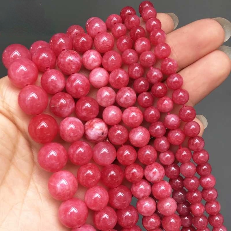 6/8/10mm Natural Stone Angelite Red Rhodochrosite Beads Soft Round ...