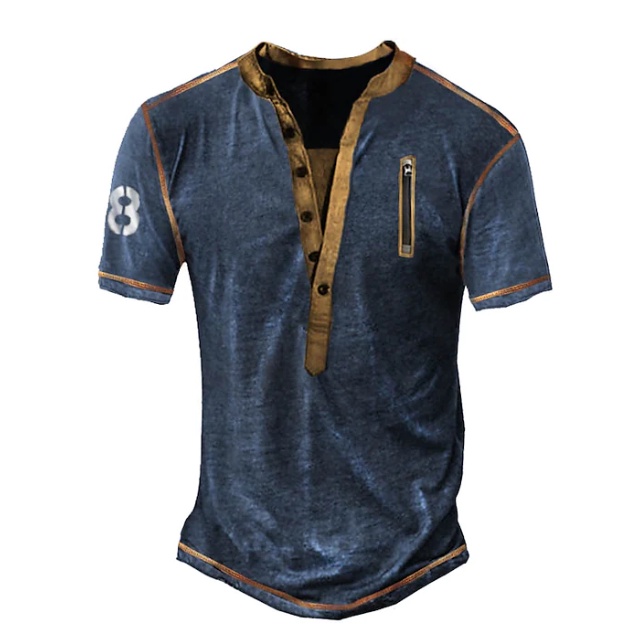 Men's Henley Shirt Tee T shirt Tee 3D Print Graphic Patterned Color