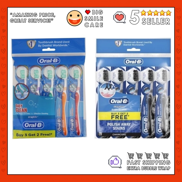 Oral-B Complete Easy Clean Toothbrush Value Pack B3F2 (Medium/Charcoal ...