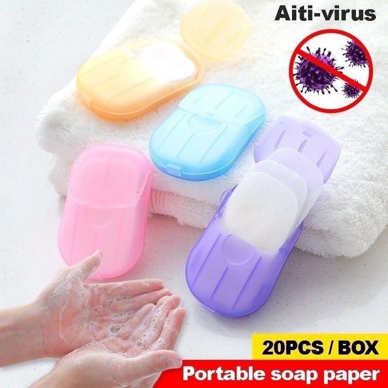 🇲🇾20Pcs/box Anti Virus travel disposable soap tablets boxed soap paper ...