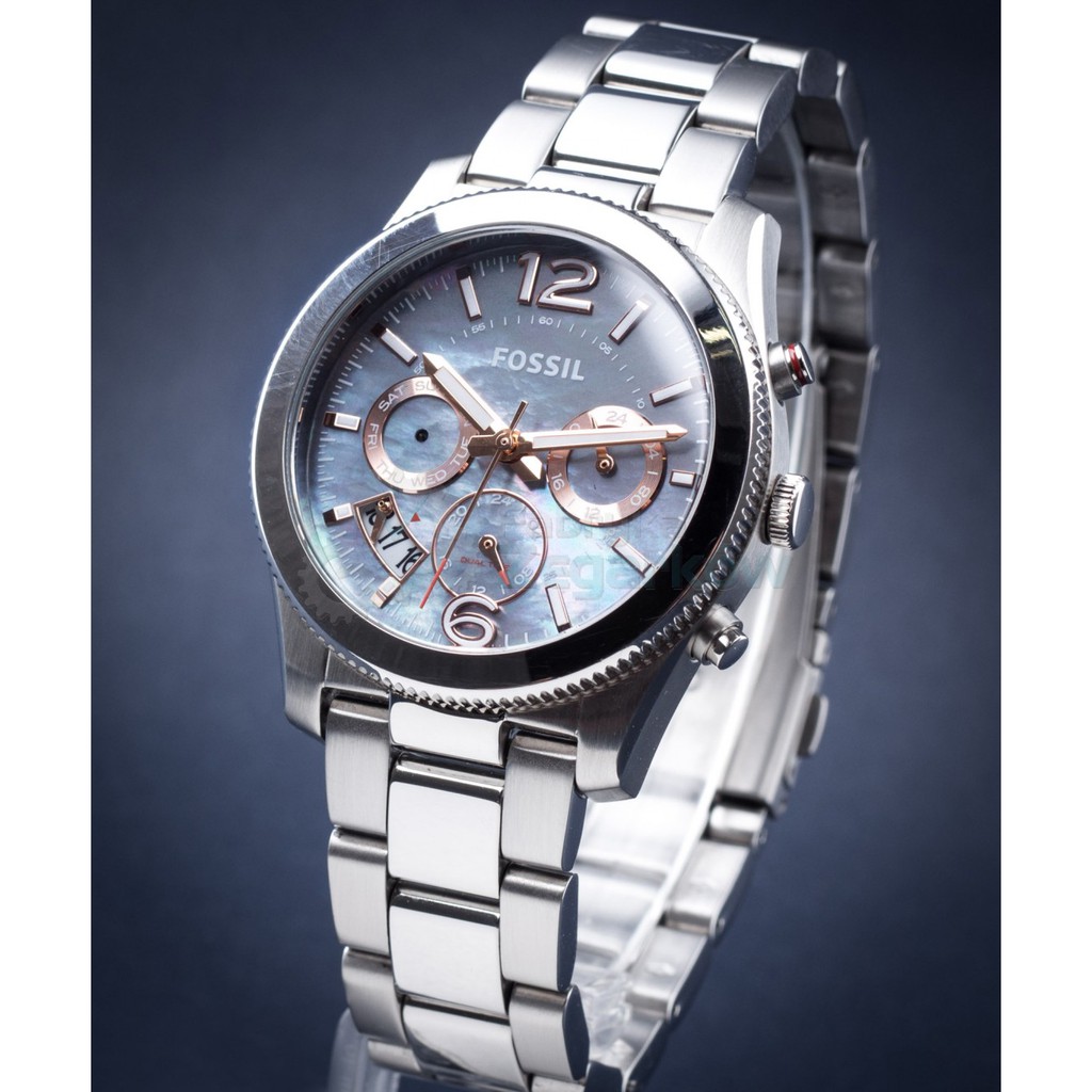 Original Fossil ES3880 Perfect Boyfriend Multi function Gray Mother of Pearl Dial Ladies Women Watch Jam Tangan Wanita Shopee Malaysia