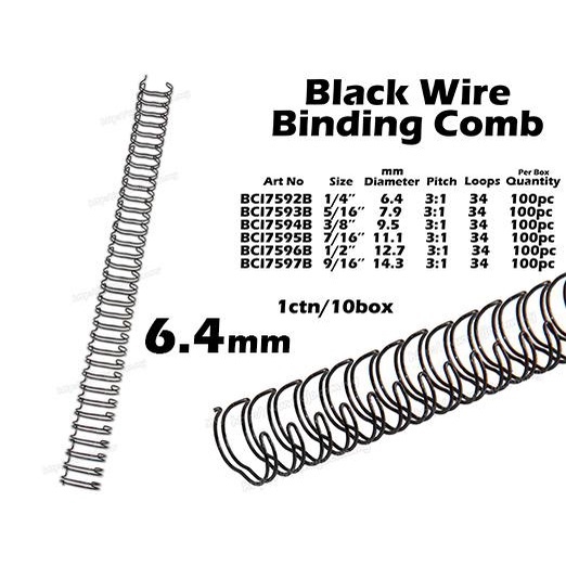 (Same Day Delivery) Wire Binding Spines, Double Loop Wire 6.4mm, 7.9mm ...