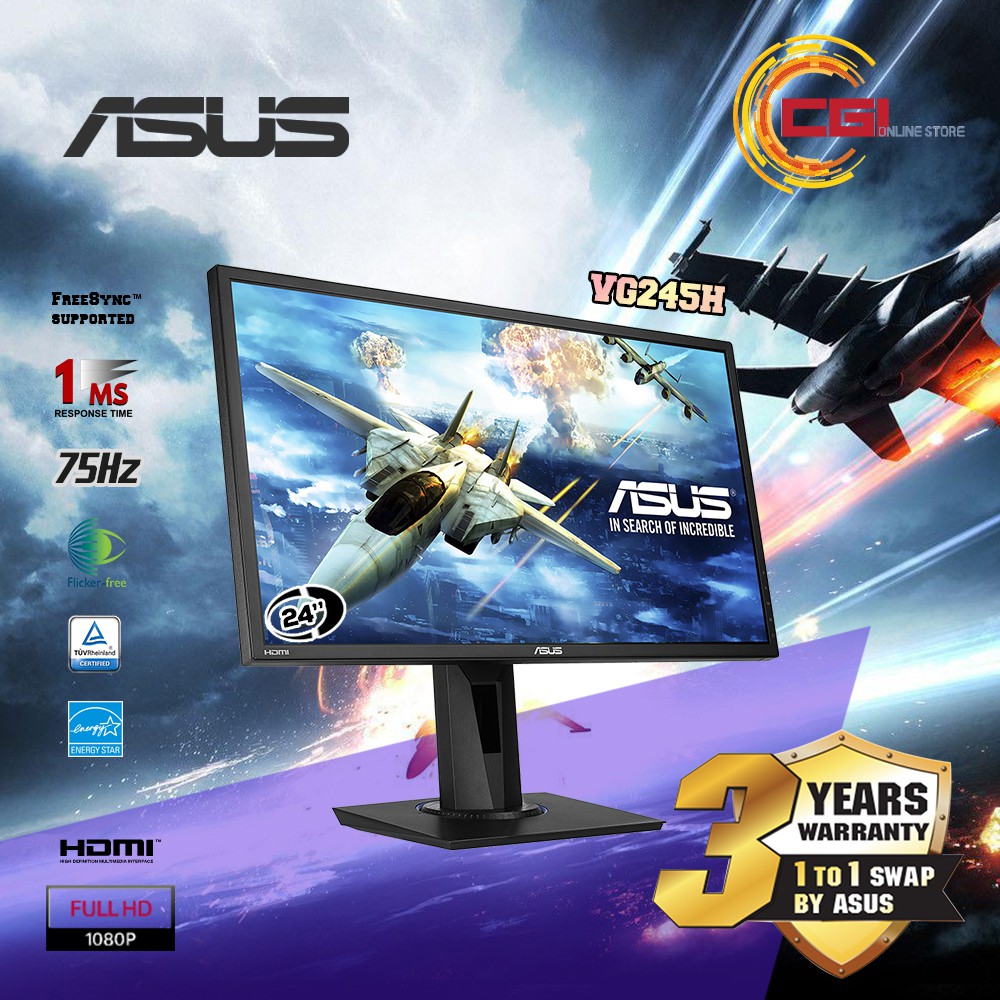 Asus 24" VG245H 75Hz 1ms FHD FreeSync Gaming Monitor Shopee Malaysia