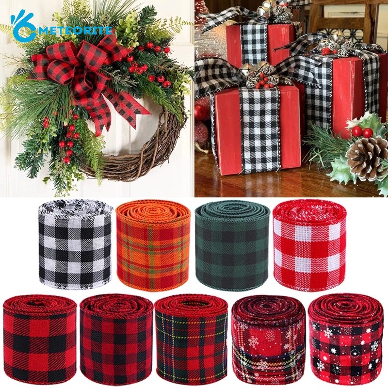 HASTHIP® 6.6ft Christmas Ribbon 2.48 inches Width Hemp Christmas Decorative Ribbon Gift Paking Ribbon Christmas Tree Ornament Rustic Christmas Decorative Ribbon, 2 Rolls main image 0