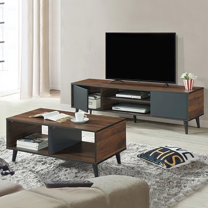 AGL 2IN1 SET Wood TV Cabinet TV Console Furniture with 2 Door