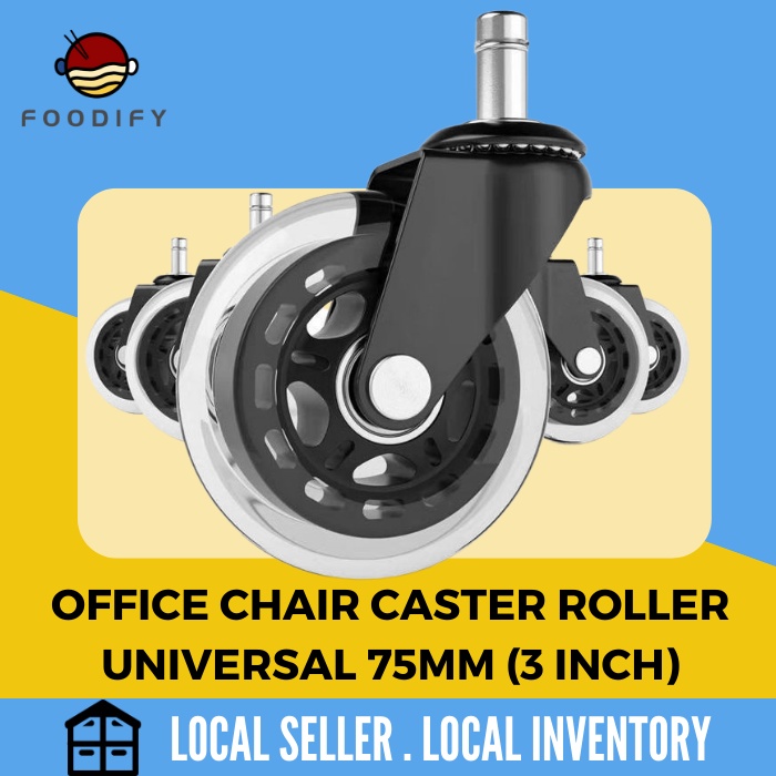 Heavy Duty Office Chair Caster Roller Replacement 3 inch Wheel Swivels ...