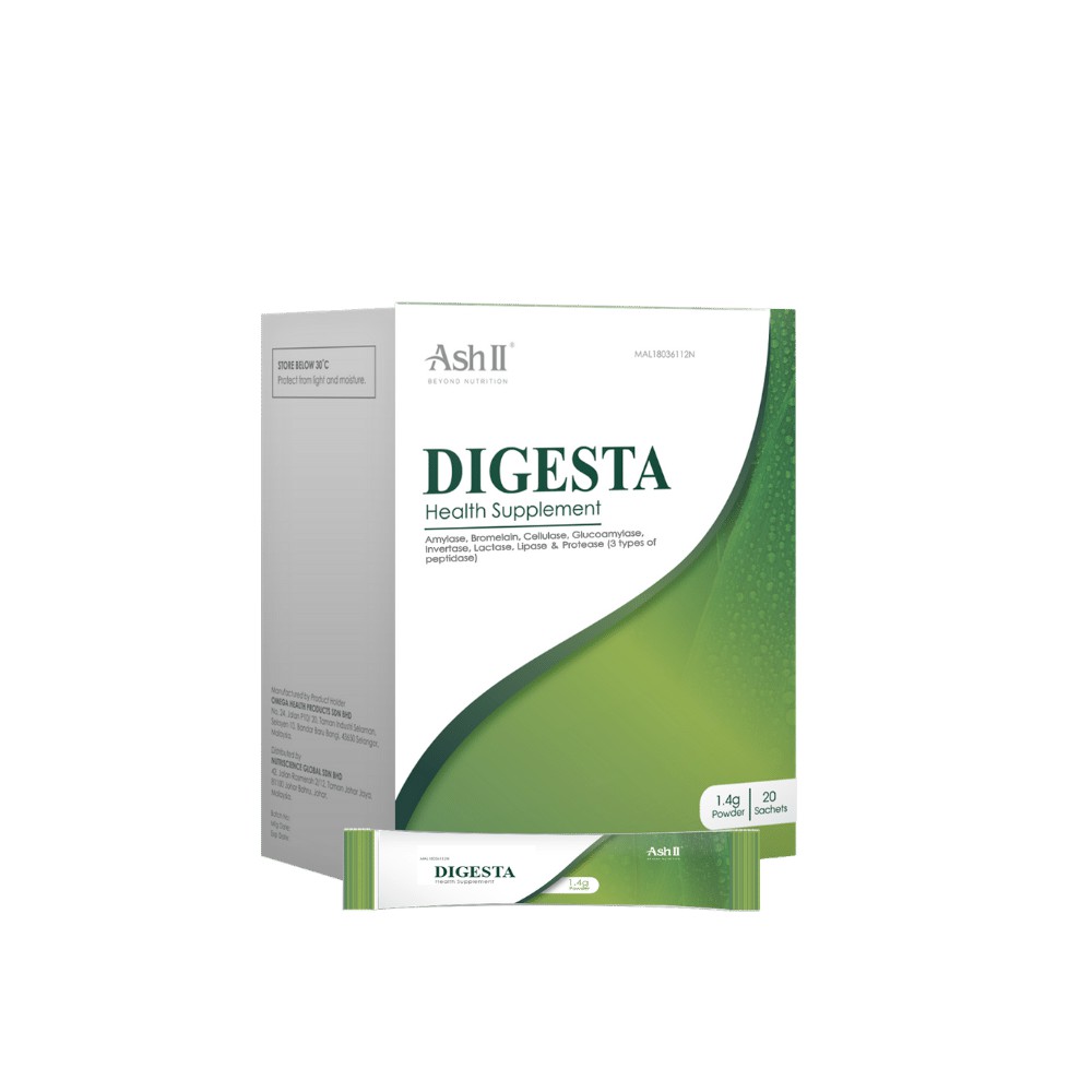 ASH II DIGESTA POWDER 1.4GX20'S [DIGESTIVE ENZYME] BEST FOR WINDY STOMACH/INDIGESTION Shopee