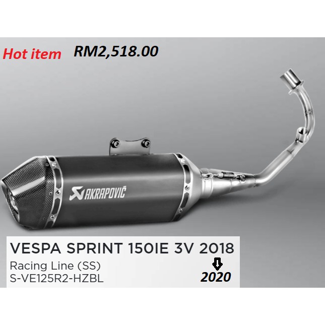 100% Original Akrapovic S-VE125R2-HZBL VESPA Primavera 150ie 3V