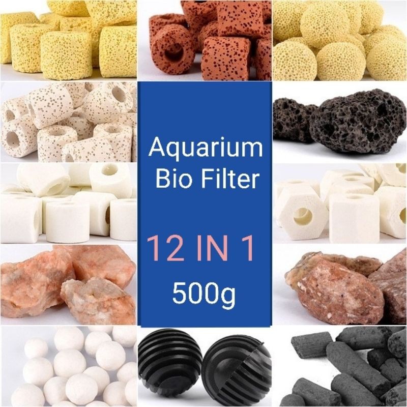 Aquarium 12 IN 1 500g Tank Filter Media Ceramic Rings Bio Balls