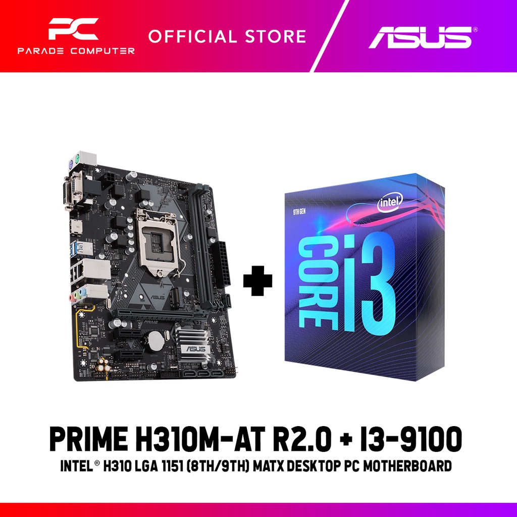 Intel i3 9100 + Asus H310M-AT R2.0 Combo Set | Shopee Malaysia