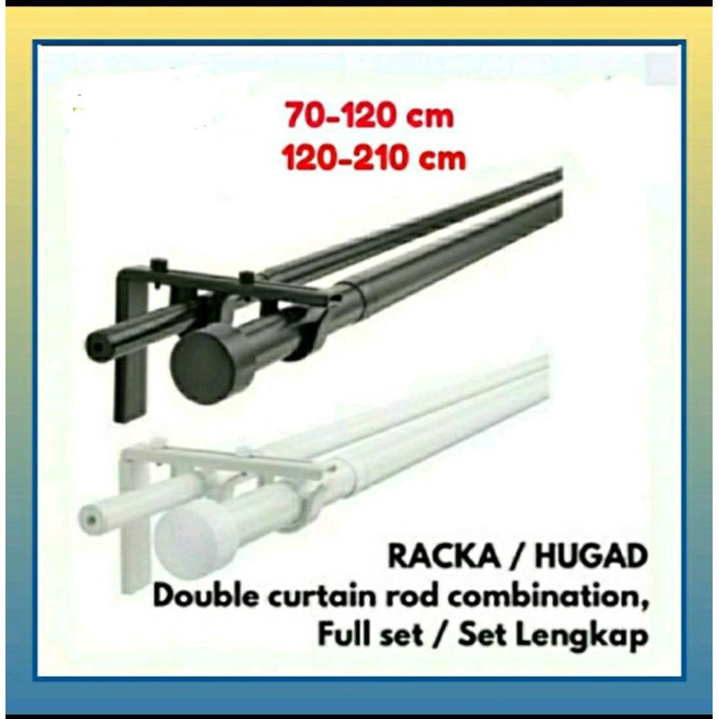 READY STOCK 100% Original RACKA/HUGAD Double curtain rod full set 120 ...
