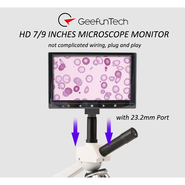 7/9 Inch Microscope Monitor Display Screen with 23.2mm Port Electronic ...