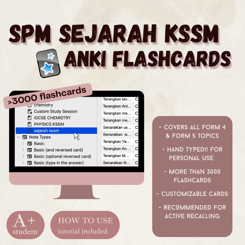 SPM SEJARAH KSSM A+ ANKI FLASHCARDS REVISION [PDF] Shopee Malaysia