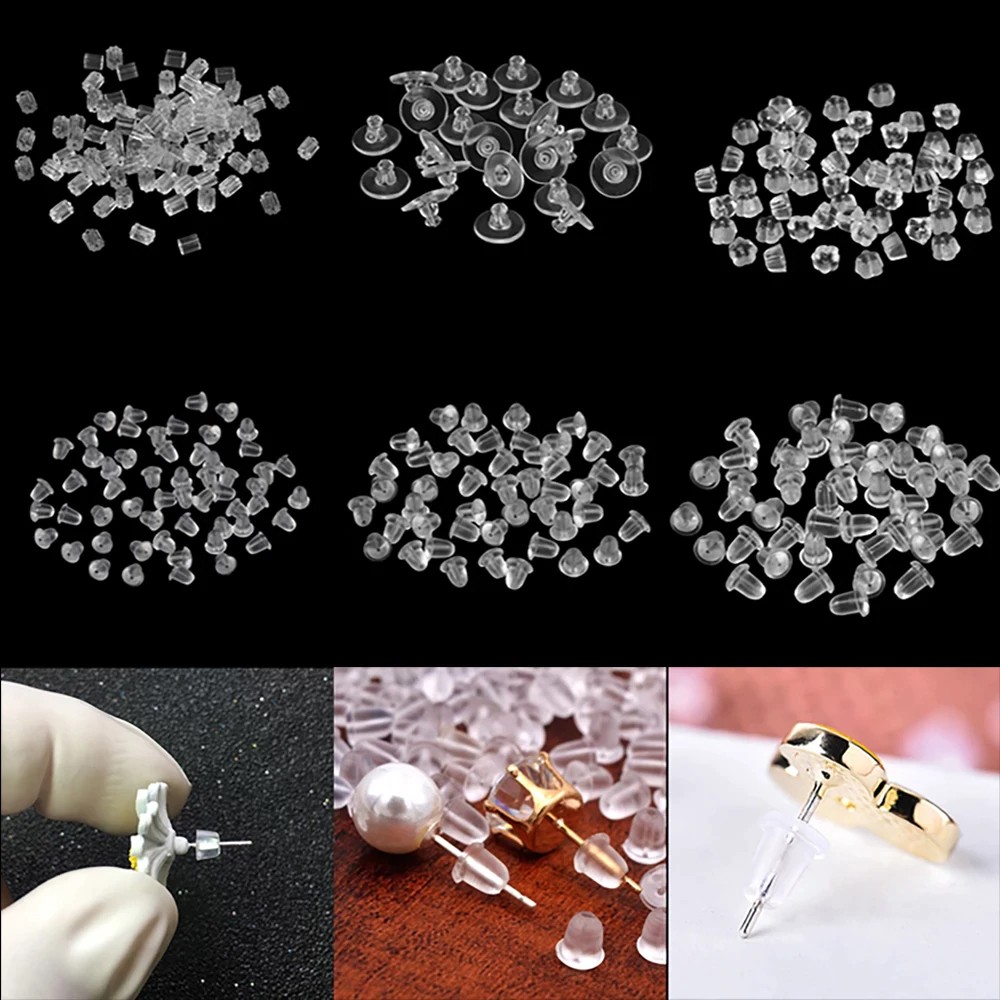 100pcs/lot Brooch Stoppers Rubber Earring Back Silicone Ear Plug