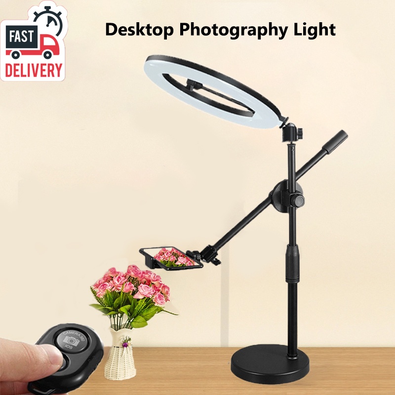 26CM Led Ring Light With Monopod Mount Bracket Photography Phone Studio  Selfie Lamp For Tiktok Live Video