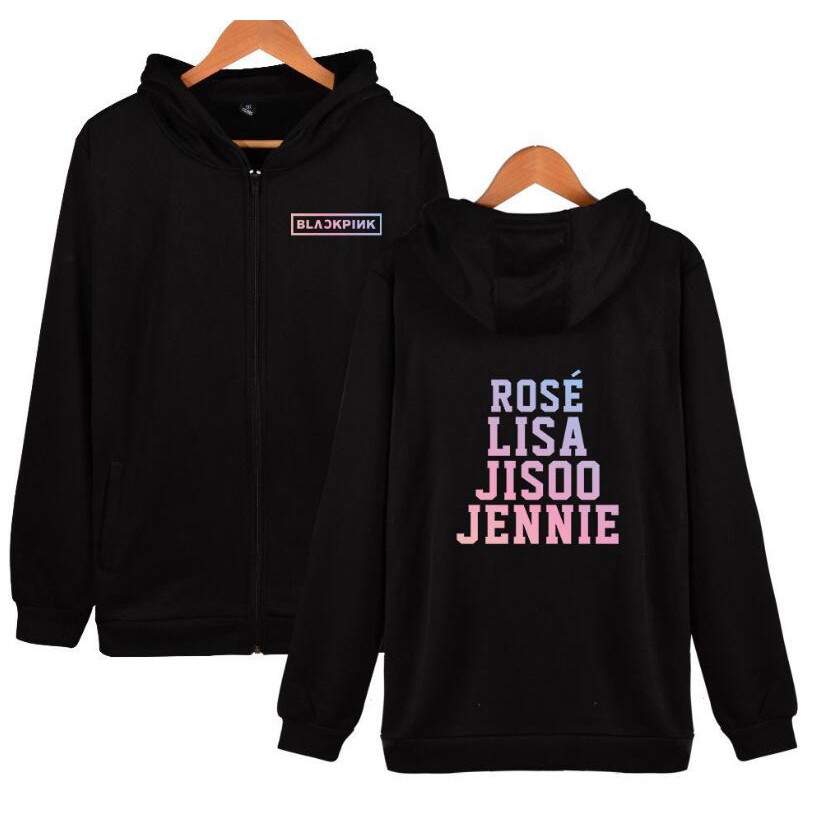 🔥Korean Blackpink Zipper Hoodie Kpop Zip Jacket Plus Size ROSE