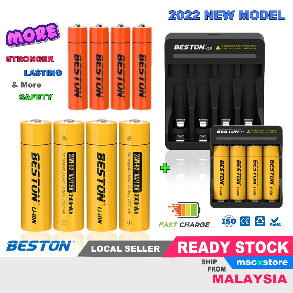 BESTON AA AAA 1.5V Rechargeable Battery Lithium Battery 1200mWh-3500mWh ...