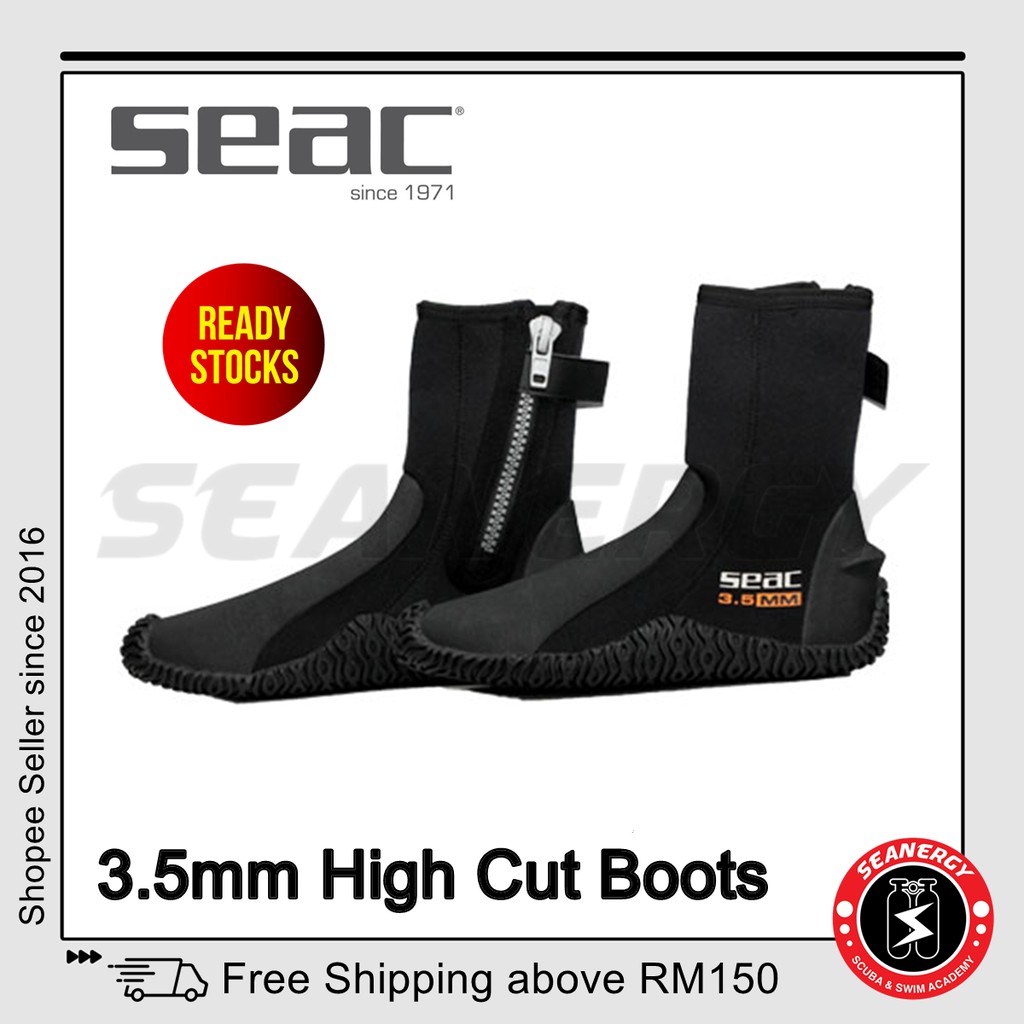 Seac 3.5MM High Cut Boots Boot Booties For Scuba Diving Open Heel Fin