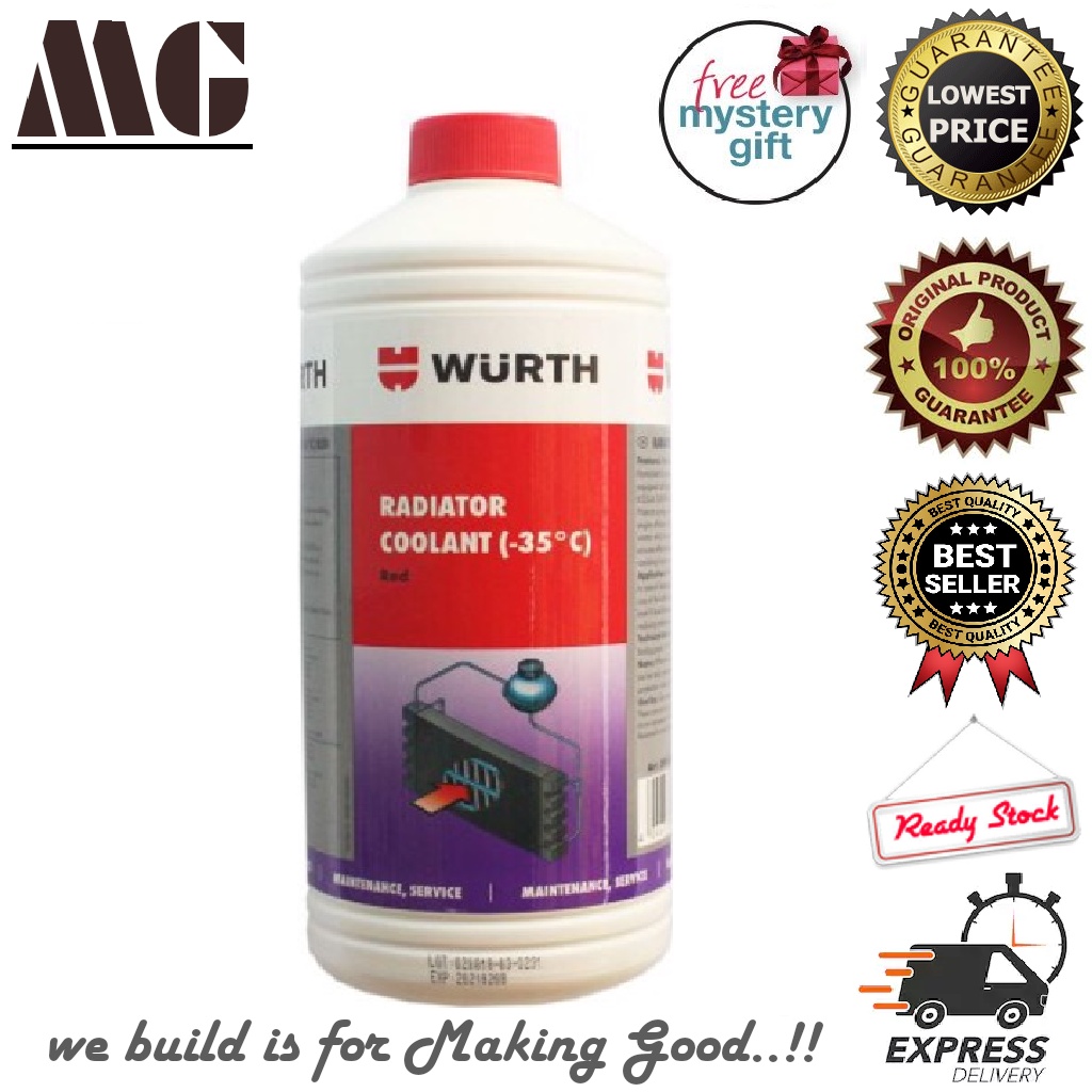 WURTH RADIATOR COOLANT RED 1L. Antifreeze point –68˚C, Boiling point ...
