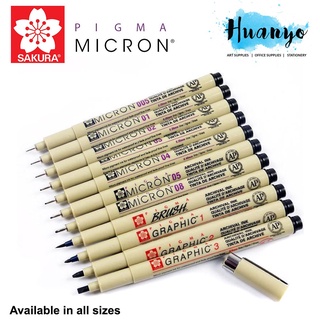 New 9x Sakura Pigma Micron Drawing Pen 005 01 02 03 04 05 08 1.0