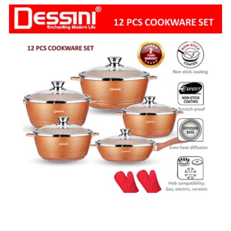 Original 12pcs Dessini Cookware Set Set Periuk Pan Pot Frying ...