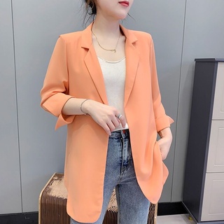 Fall 2022 women blazer jacket ladies tops office wear women korean plaid  blazer vintage orange long