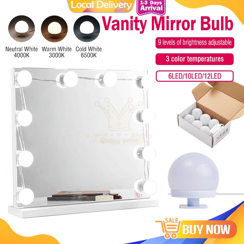 Makeup Mirror Light Bulbs 6/10/12 LED Bulb Dimmable 3 Mode USB Plug LED
