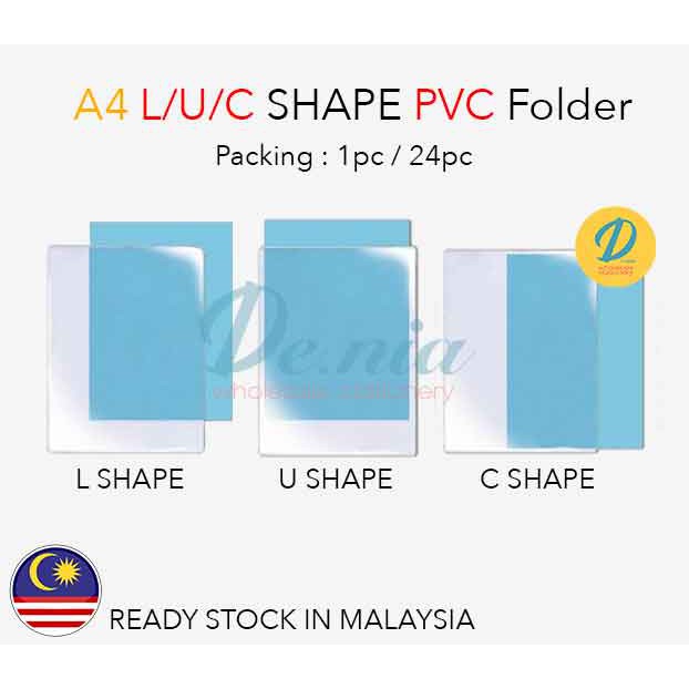 Clear Transparent Folder PVC A4 L U C Shape Document File Holder ...