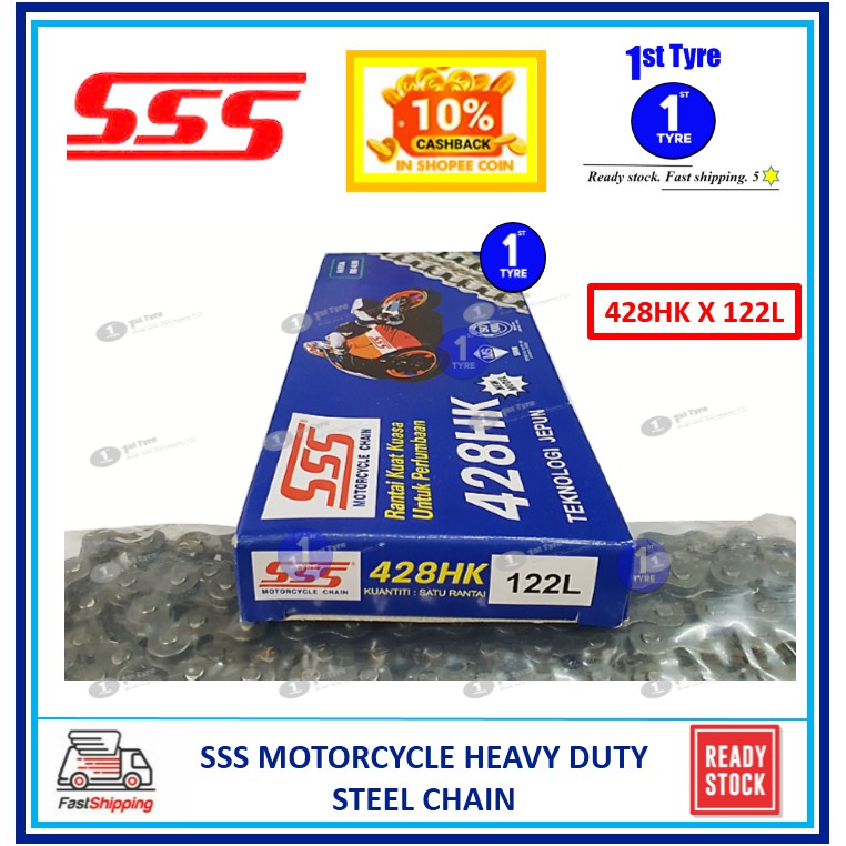 RANTAI SSS HEAVY DUTY CHAIN 428HK X122L (STEEL) | Shopee Malaysia