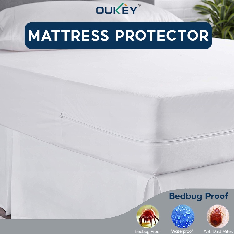 Non Woven Zipper Mattress Protector Bedbug Proof Waterproof Hotel Mattress Cover Single Queen