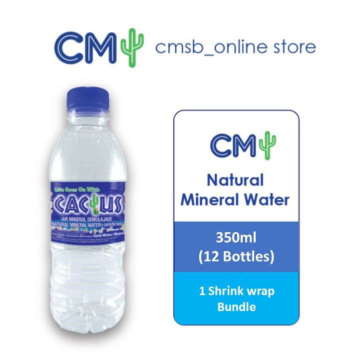 Package Of 20 Packs : Cactus Natural Mineral Water 350ml X 12 Bottles 