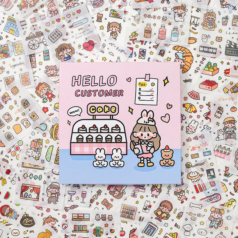 20Sheets Cute Kawaii Cartoon Sticker Cartoon Cartoon Little Girl Sticker  Kit Cute Sticker Small Size Clipboard Stickers