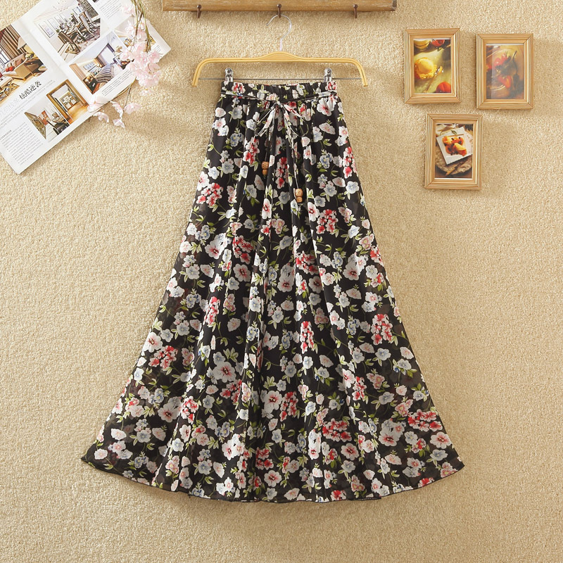 Skirt kembang chiffon floral skirt labuh skirt palas skrit woman long ...