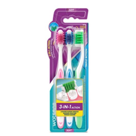 Watson WATSONS Triple Act ToothBrush Medium Soft Charcoal Toothbrush 3s ...