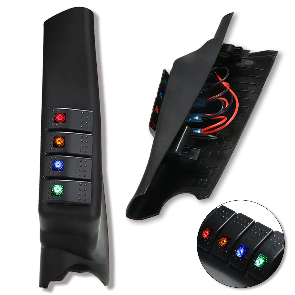 thumbnail image 2 of Black Left Side A-Pillar 4 Switch Pod Panel For Jeep Wrangler JK 2007-2018 - Aidirect-us 2 of 5
