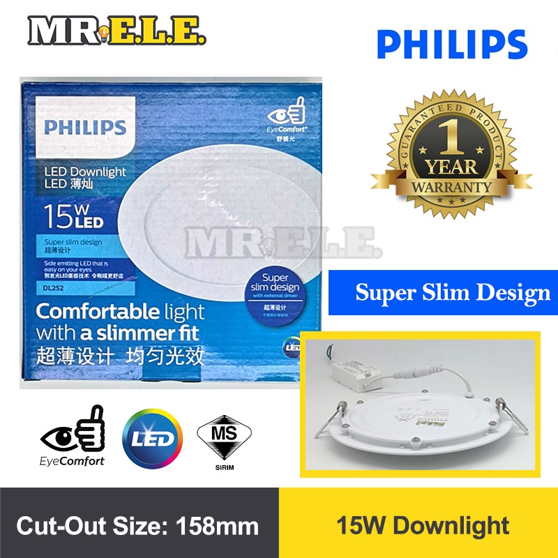 [SIRM] PHILIPS 15W NEW ULTRA SLIM DESIGN LED DOWNLIGHT /ROUND / 6500K ...