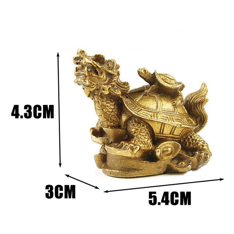 Brass Feng Shui Dragon Turtle Tortoise Statue Coin Money Wealth Luck ...