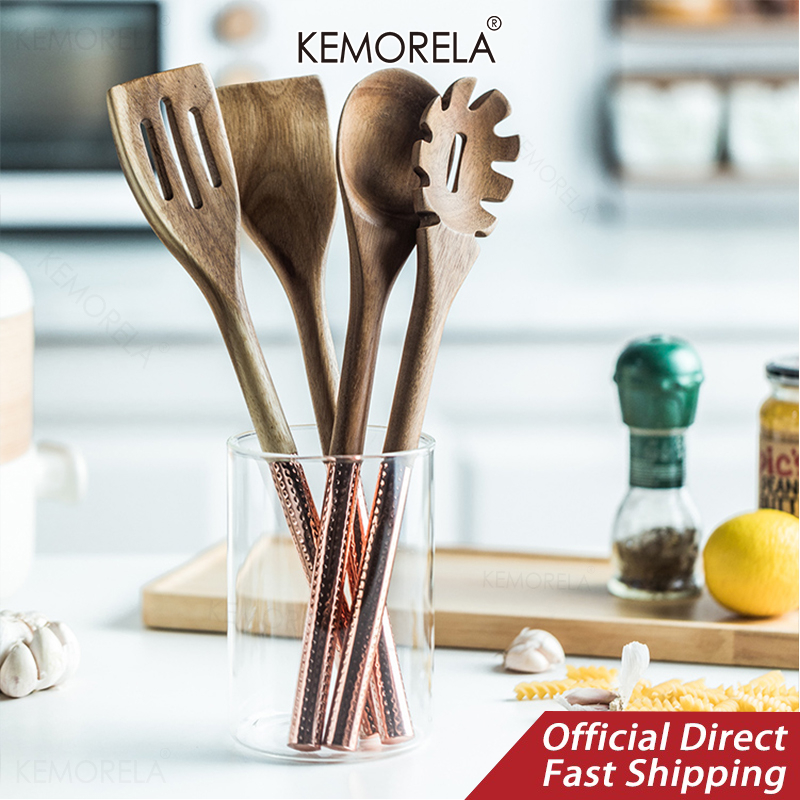 KEMORELA Ins Style 4PCS Spatula Copper Serving Cooking Utensils Sets ...