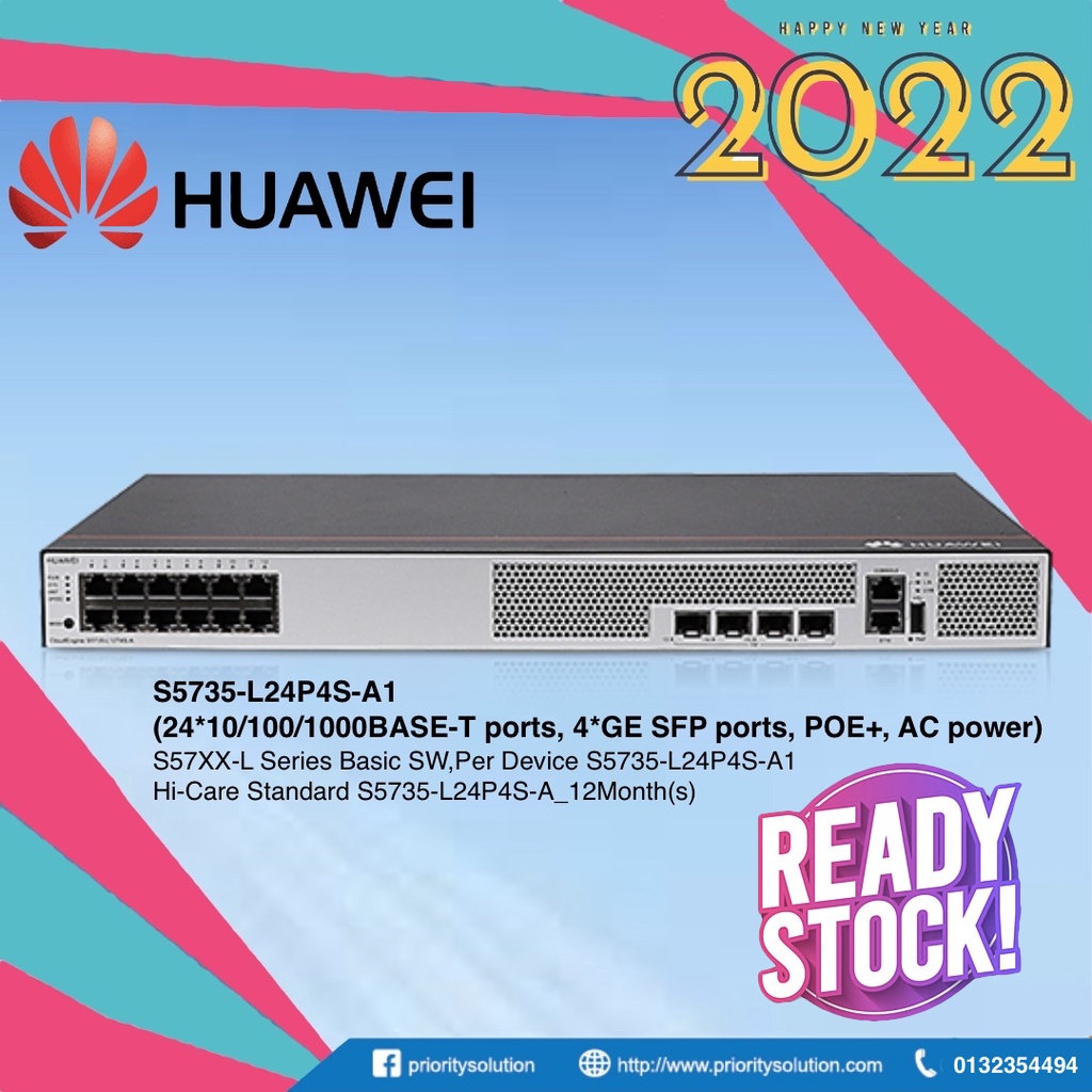 Switch Réseau HUAWEI S5735-L24P4S-A1 - 24 Ports Gigabit - Pour Entreprise, Bureau - Gestion Simple