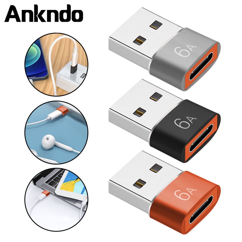 Ankndo 6A USB To Type C OTG Adapter USB USB-C Male To Type-c Female ...
