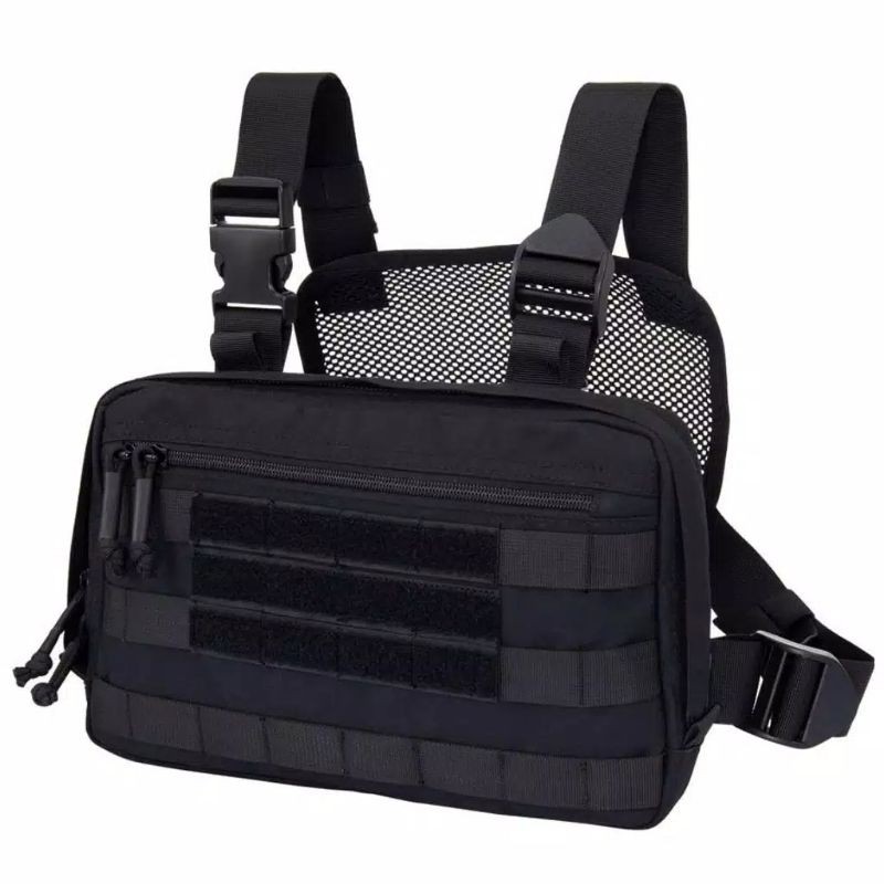 Chest RIG BAG/CHEST BAG/CHESTBAG THREE STRAP VELCRO BLACK TACTICAL ...