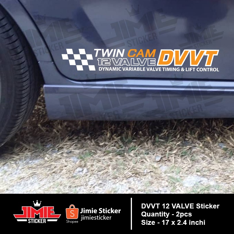 Sticker kereta, Sticker DVVT TWIN CAM 12 VALVE, 1set Kiri dan Kanan, 17 ...