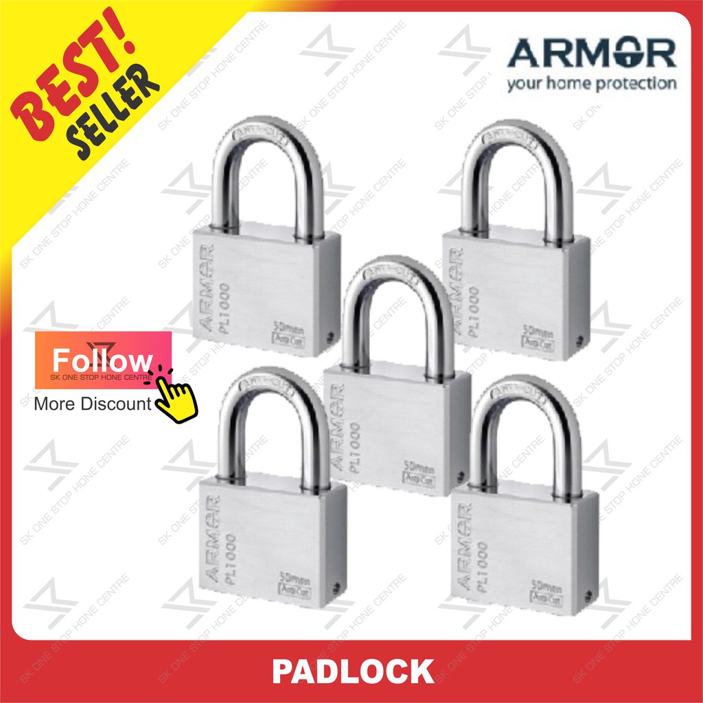[ANTI-CUT, ANTI-RUST] ARMOR APL-1000 SOLID BRASS PADLOCK 40mm/50mm ...