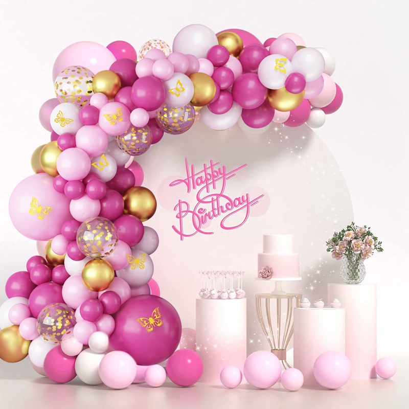 Pink Balloon Garland Arch Kit Latex Balloon Home Decor For Wedding