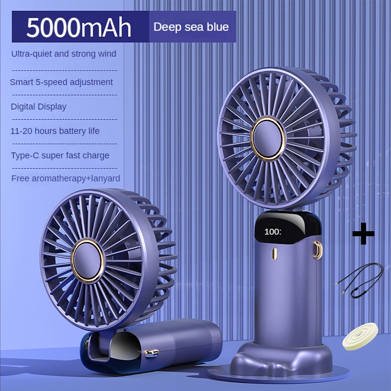 Portable Rechargeable Fan Mini Fan Fold Fan Neck Fan 5000Mah LED ...