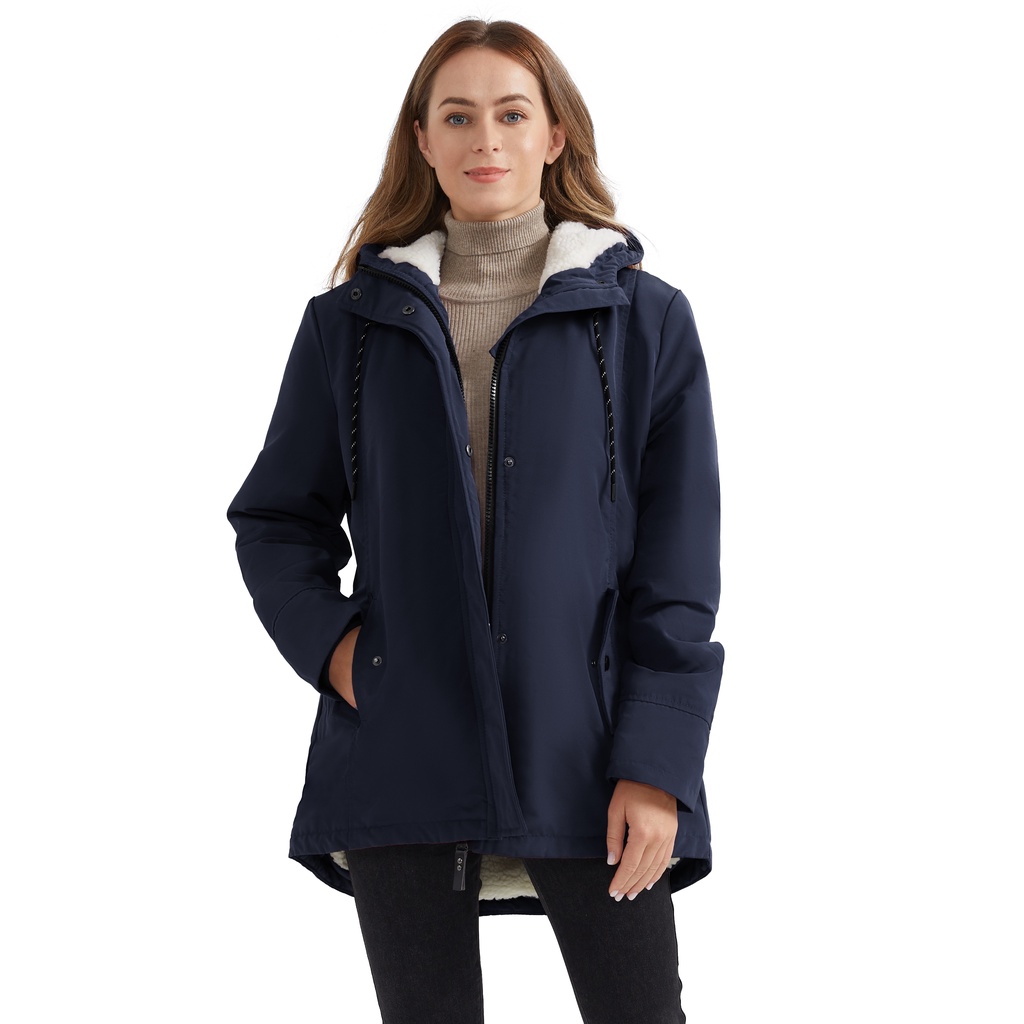 Lambs Wool Lined Hooded Parka Jacket For Daily Casual Outfit Shopee