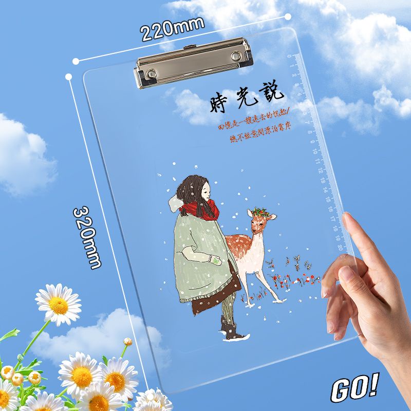 Cute acrylic board clip transparent A4 writing board test paper clip ...